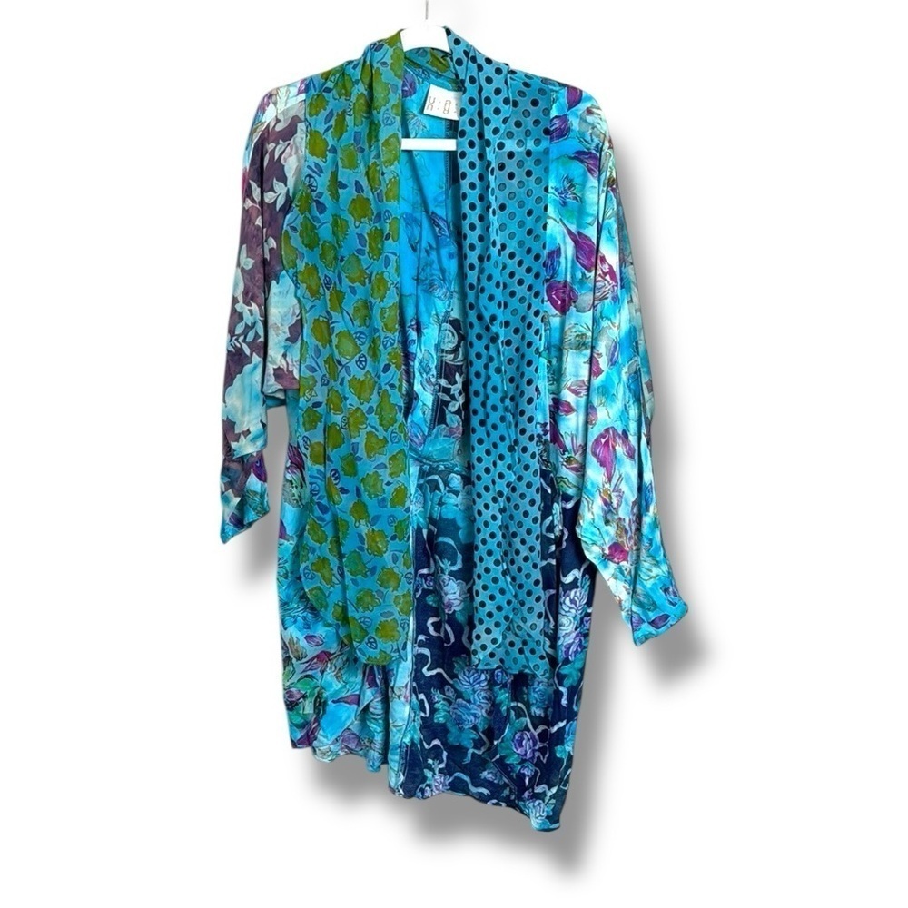 URU Hand Dyed Floral Cover Up Cardigan Made in the USA One Size